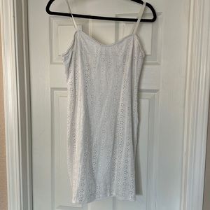 Express White Eyelet Mini Bodycon Dress (size M)